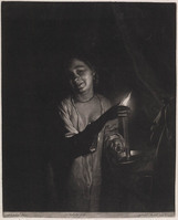 KG 06296
<br/>
Jonge vrouw in nachthemd, met kaars
<br/>
<em>Verkolje, Nicolaas (1673-1746)</em>
